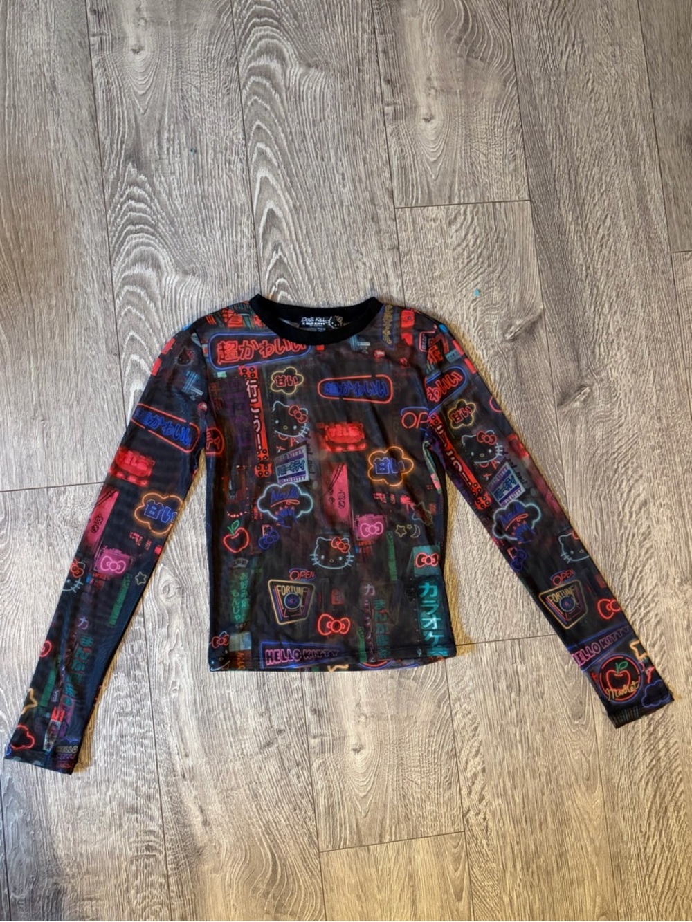 Dolls Kill Black Hello Kitty Mesh Top